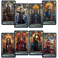 CRAFTERIAN Stained Glass Tarot Cards, 78 Tarot Deck with Foil Edges, Original Tarot Cards for Beginners and Experts with Guid