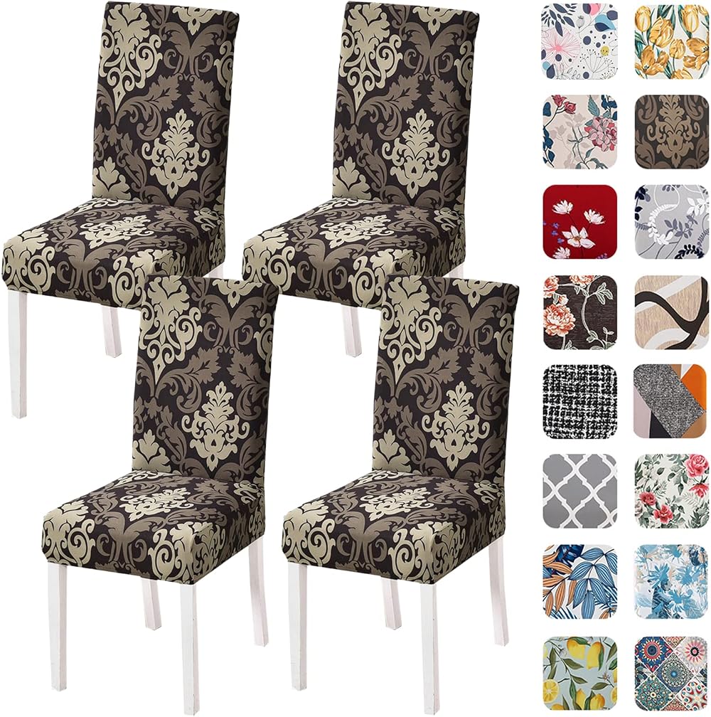 HZDHCLH Chair Covers Slipcovers 4 PCS Baroque Stretch Removable Washable