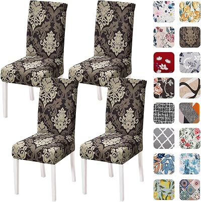 HZDHCLH Chair Covers Slipcovers 4 PCS Baroque Stretch Removable Washable