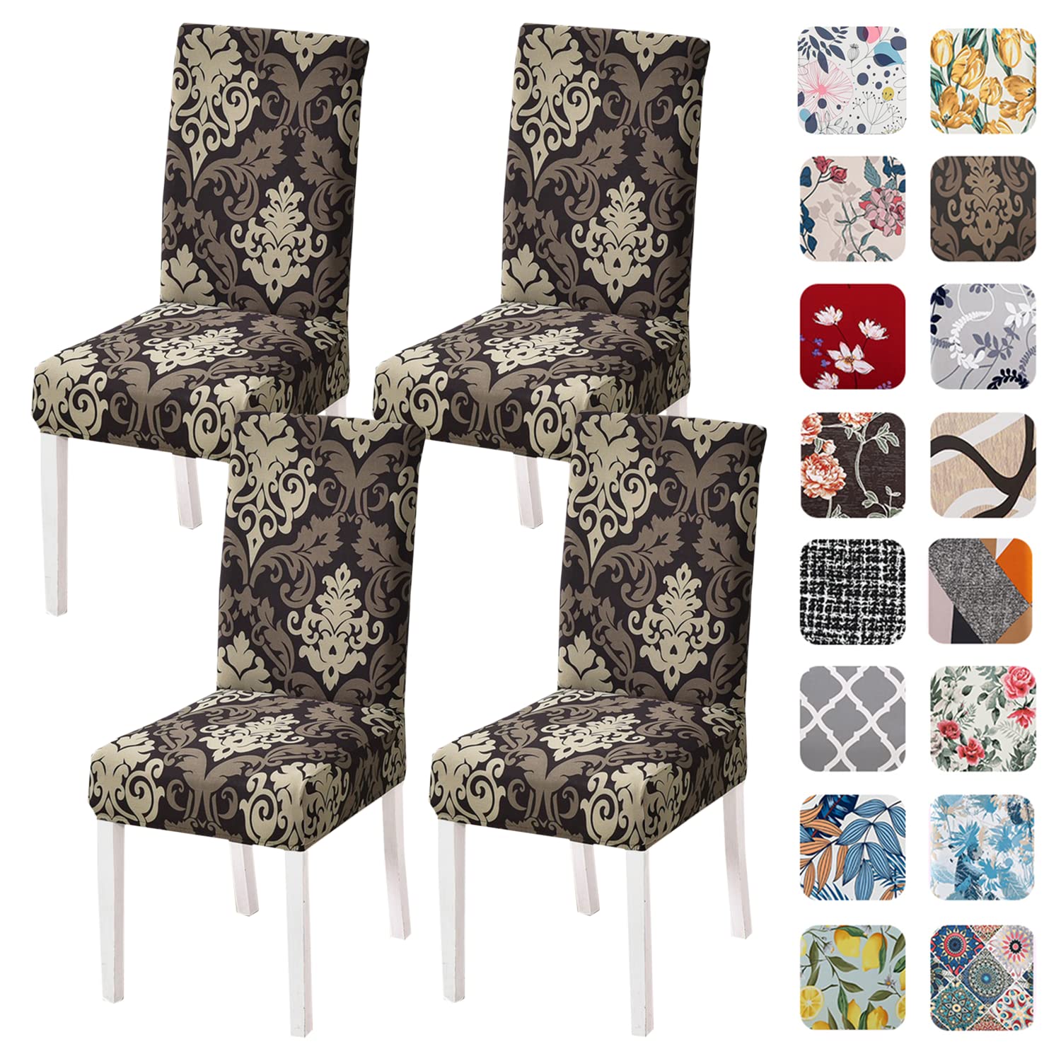 HZDHCLH Chair Covers Slipcovers 4/6 PCs Stretch Removable Washable Short Dining Chair Protector Cover Seat for Hotel,Dining Room,Ceremony（Baroque,4 PCS） — image 1