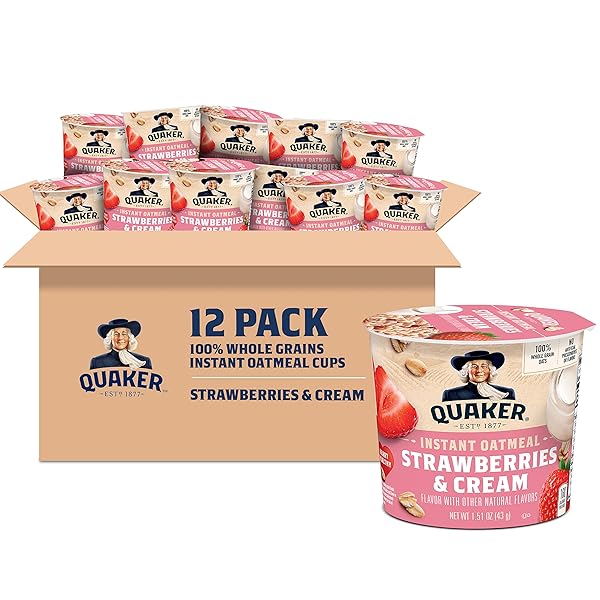 QUAKER EXPRESS CUPS, STRAWBERRY & CREAM, 12 COUNT