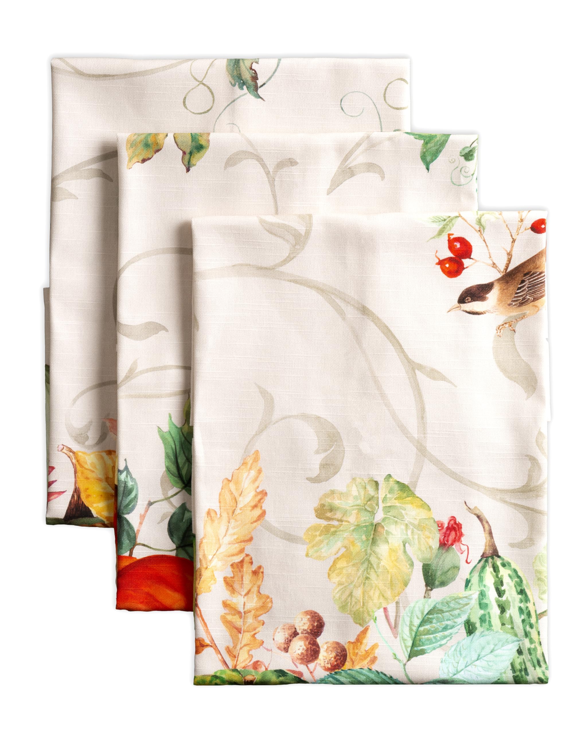 Maison d' Hermine Kitchen Towels Set of 3 100% Cotton 70 CM x 50 CM Reusable Cloth Tea Dish Towels Absorbent with Hanging Loop for Kitchen Dining Christmas Decorations (Lumina)