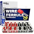 New Age America® 70pcs Wire Ferrules Kit | AWG 4 | Copper & Nylon | Black & Red | Insulated Cord Pin End Terminal | Cable Ferrules | Wire Ends Terminal Kit | 4 Gauge Ferrule | Crimp Connectors