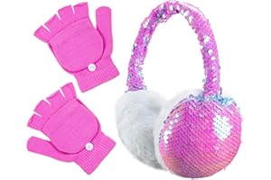 PEAK 2 PEAK Girls Earmuff and Convertible Fingerless Gloves Cold Weather Set