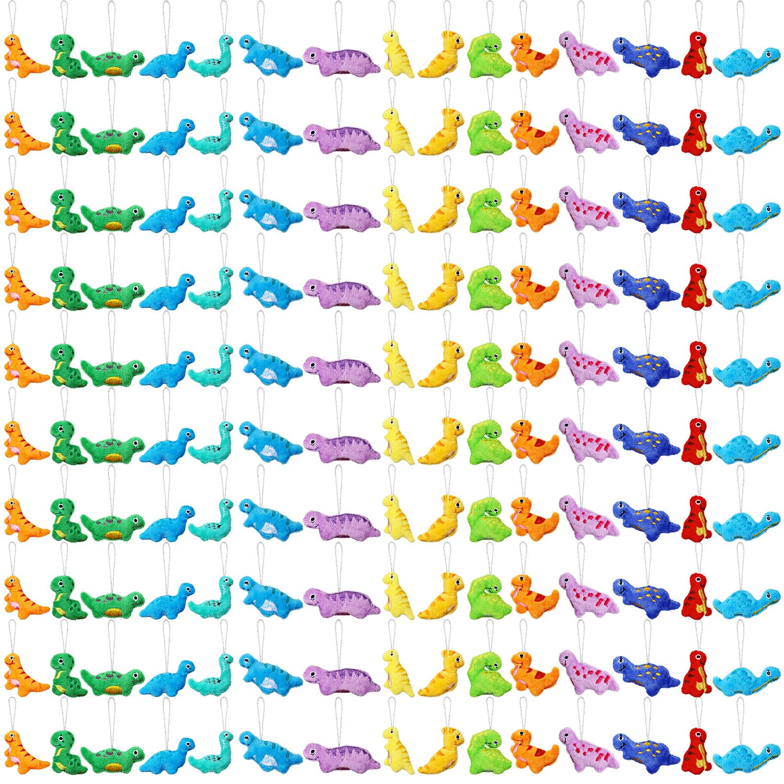 Libima 150 Pcs Mini Dinosaur Stuffed Set Animals Plush Keychain Dinosaur Plush Toys for Valentine's Day Carnival Birthday Classroom Prizes Decoration for Clothes