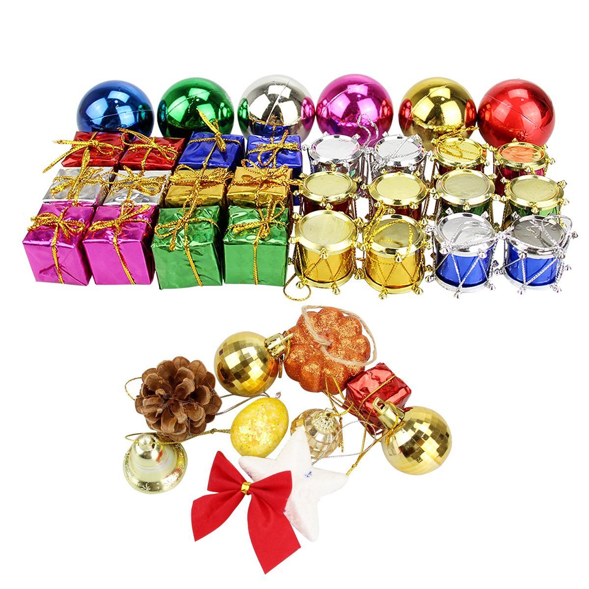 Pack of 108 Christmas Tree Ornaments Kit Assorted Christmas Ball Pandent For Christmas Party