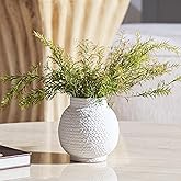 DN DECONATION White Vase for Flowers, Ceramic Vase for Home Decor, Modern Decorative Vase, Small Cute Flower Vases for Kitchen/Office/Living Room/Bookshelf/Farmhouse/Mantel - White Texture(Small)