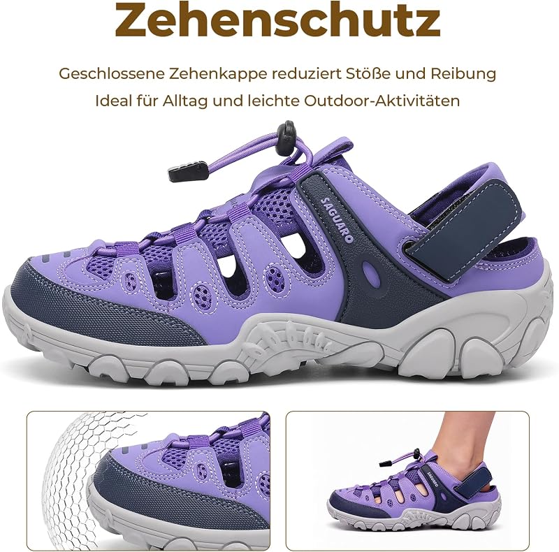 Trekkingsandalen Damen Leicht Atmungsaktiv, Violett 37