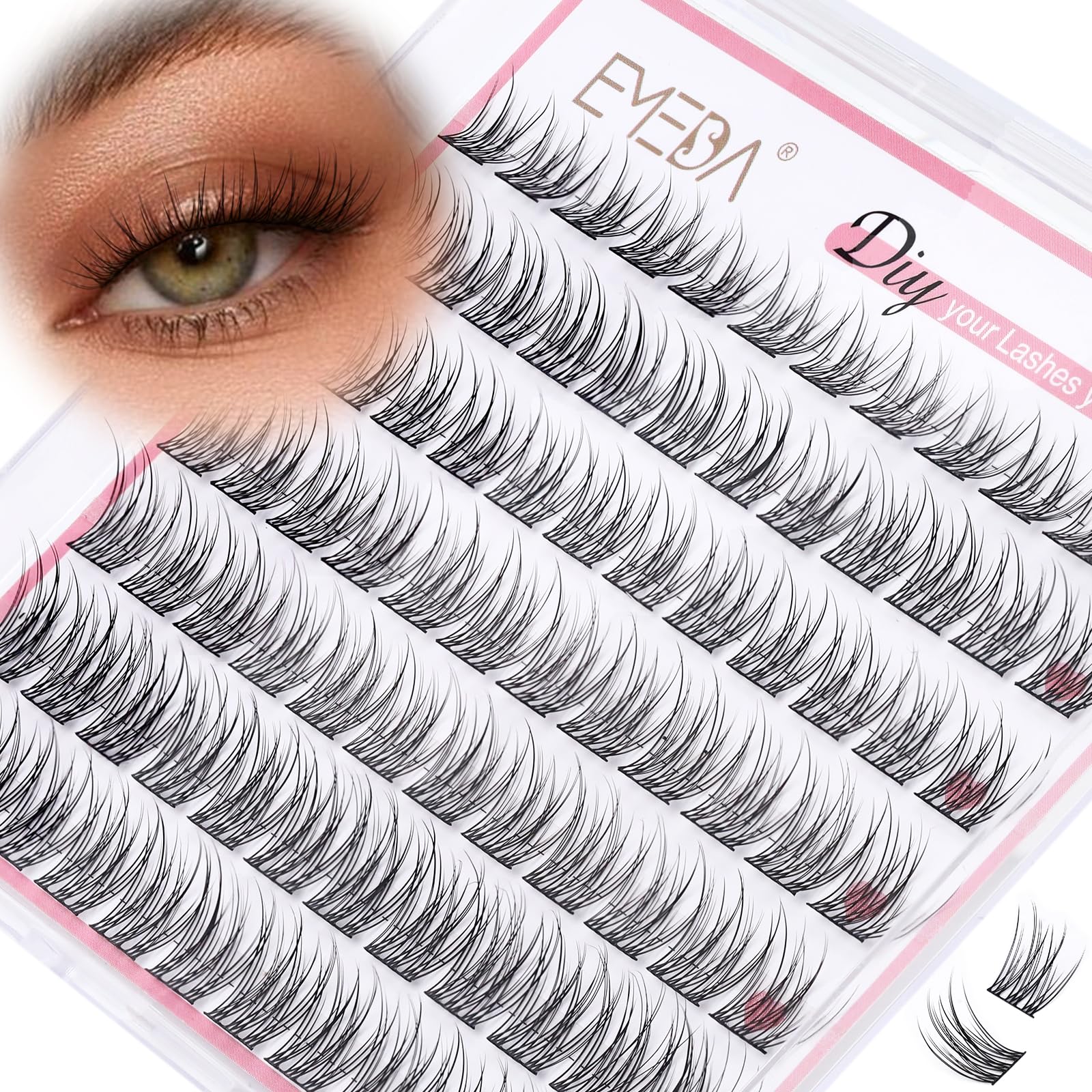 EMEDA DIY Eyelash Extensions Individual Lash Extensions Clusters 70 Pcs 11mm 10mm 12mm Natural Look Lash Ribbons D Curl Soft And Lightweight DIY Lash Extensions For Home Use (D03) — image 1