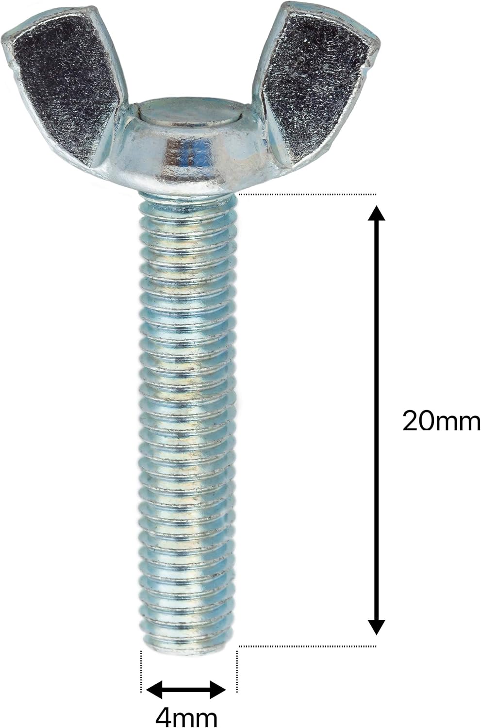 M4 (4mm x 20mm) Butterfly Wing Screws Thumb Screws Wing Bolts Steel (Pack of 10) A06BC, Silver, M4 x 20mm - Image 3
