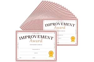 Resurhang 60 Pcs Improvement Award Certificate Improvement Award Recognition Certificates End of The Year Rewards Quarterly Awards Educational and Learning Activities for Kids Students 8.5" x 11"