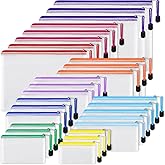 EOOUT 28pcs Mesh Zipper Pouch, Waterproof Zipper Bags, 8 Sizes Plastic Travel Pouch, 10 Colors, Multipurpose for Board Game, Travel Storage, School Supplies, Office Appliances, Home Organize