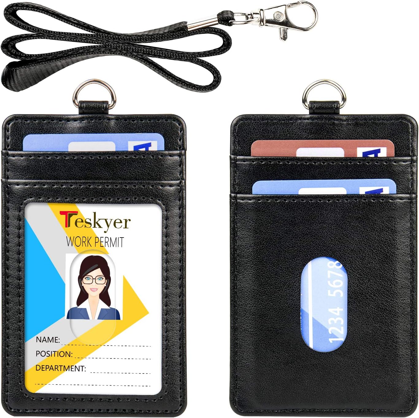 ID Badge Holder with Lanyard, 2020 Upgrated Vertical