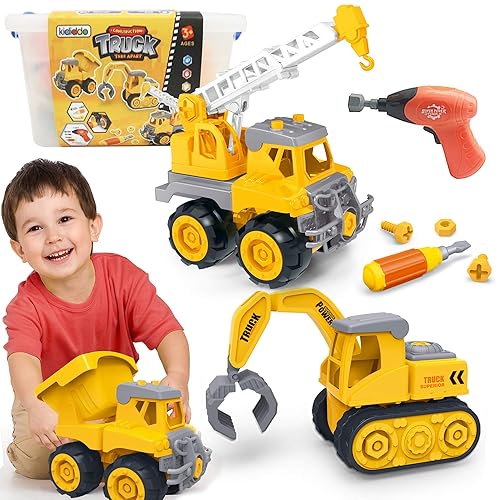 Construction Trucks Take Apart Toys for Kids Age 3-5 Toddlers Set