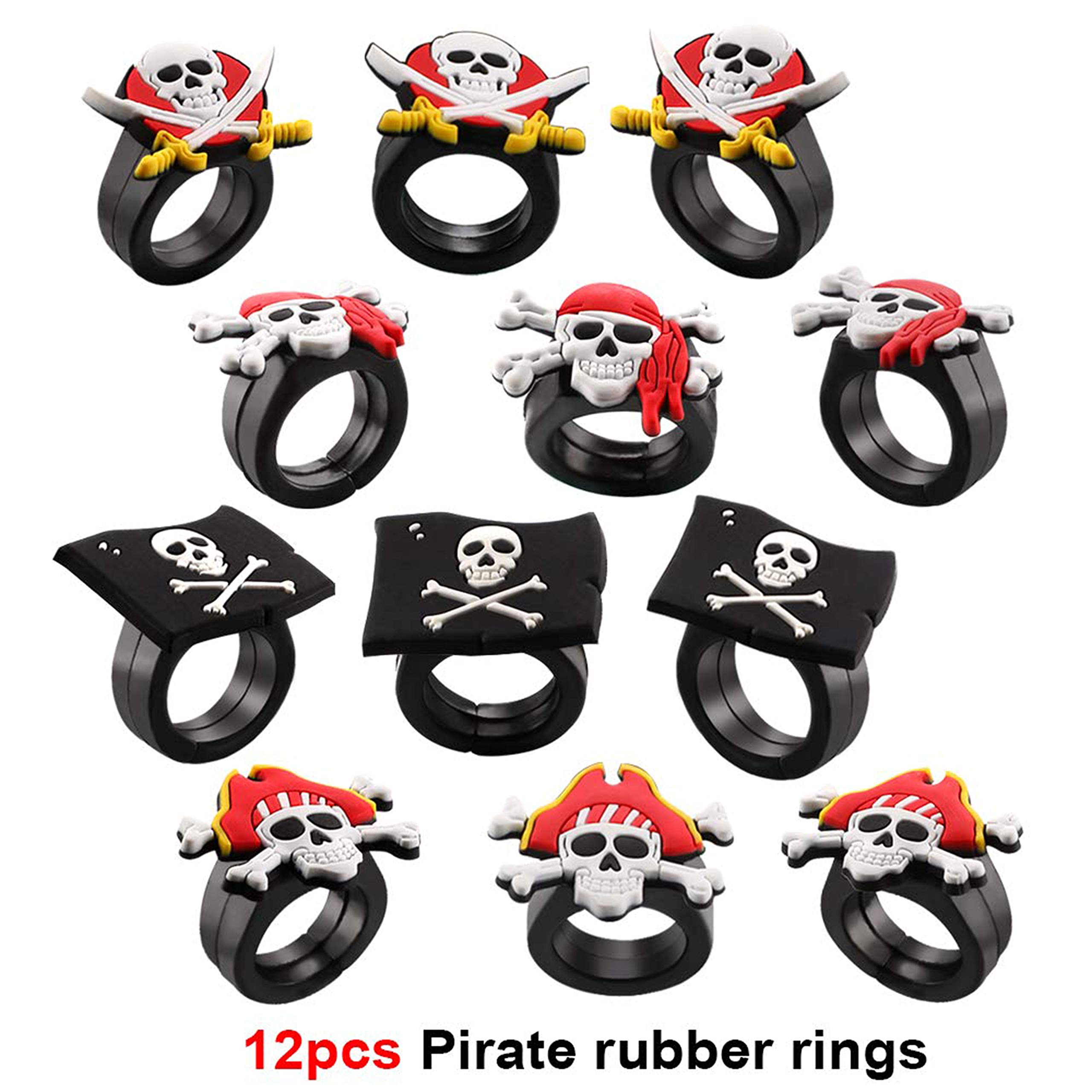 DDream Pirates Anniversaire, 32Pcs Pirates Bagues, Pirates Porte-Clés, Tatouages Temporaires de Pirates Enfant Fille Garçon pour Un Cadeau de l\'anniversaire sur Le Thème Pirates