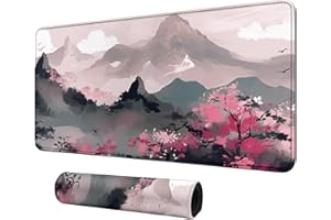 Mountains with Pink Flowers for MTG & TCG Playmat Mouse Pad,BFDHGQZC 24" x 14" Game Mat for MTG/RPG/CCG Trading Card Game Playmats Table Mat Perfect for Card Games Video Games Computer Office