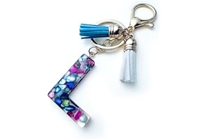 Fario Alphabet Initial Letter A-Z Keychains for Women Tassel Pendant Key Ring for Purse Handbags Women Girl