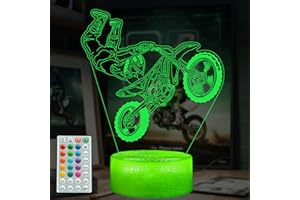 POSSHE Dirt Bike Night Light, Dirt Bike Gifts for Boy, 3D Illusion Lamp with Remote Control, 16 Colors Changing, RGB Flashing Mode and Dimmable, Gifts for Boys Christmas Decor