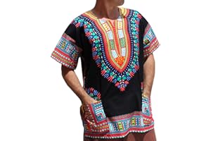 RaanPahMuang Plus Big Size Shirt Bright Africa Black Dashiki Cotton Broad Maxi