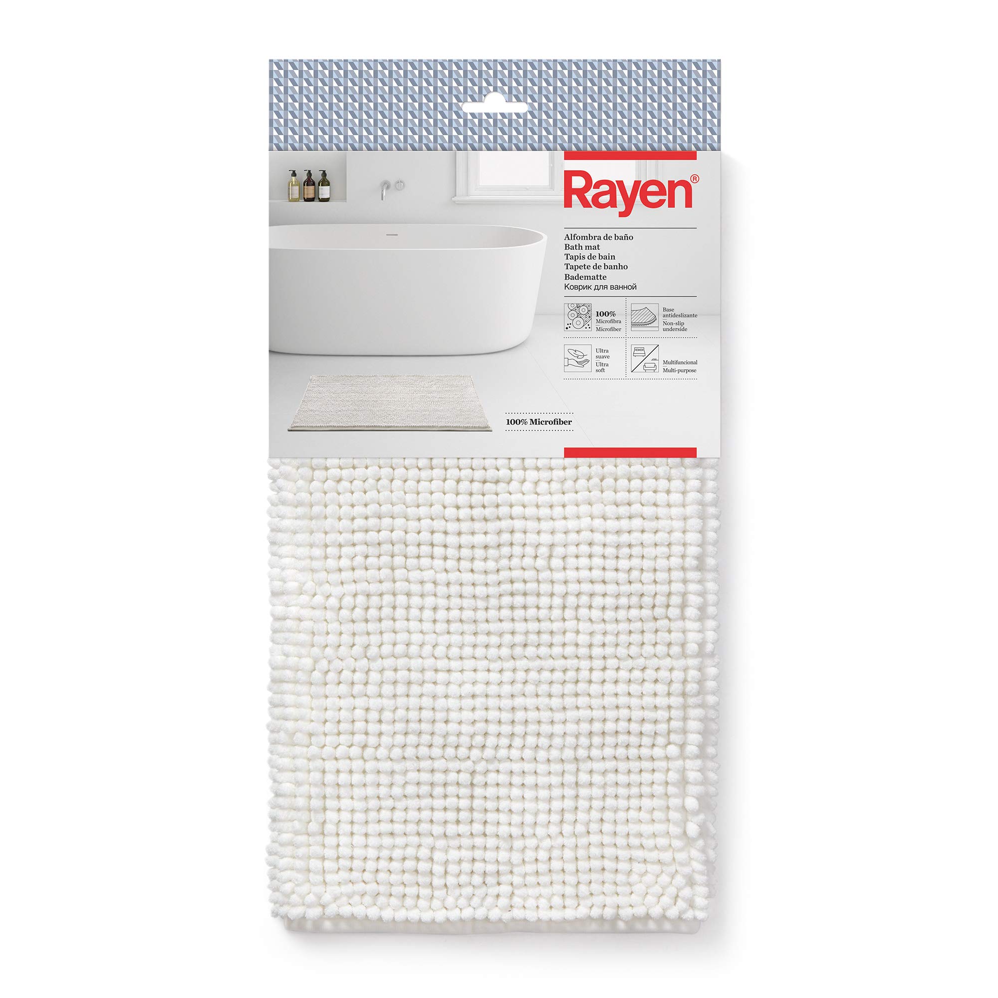 Rayen | Microfiber Bath Mat | Non-slip base | 100% microfibers | Ultra-soft | Miltifunctional | 31.5" x 19.7" | White