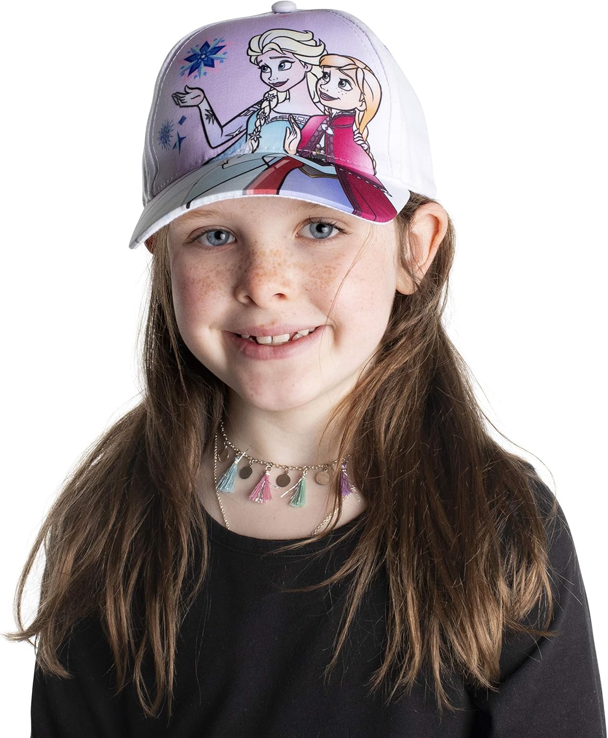 Disney Kids Hat, Elsa and Anna Baseball Cap for Girls Ages, White/Purple, Age 4-7: Clothing