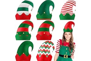 Tkifoda 8 Pack Christmas Elf Hats, Green Red Elf Felt Hats Bulk, Christmas Party Hats with Bells for Adults Teens, Santa Hats for Christmas Elf Costume, Christmas Gifts