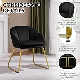 Yaheetech Velvet Tub Chair Vanity Chair with Golden Metal Legs Black view 6