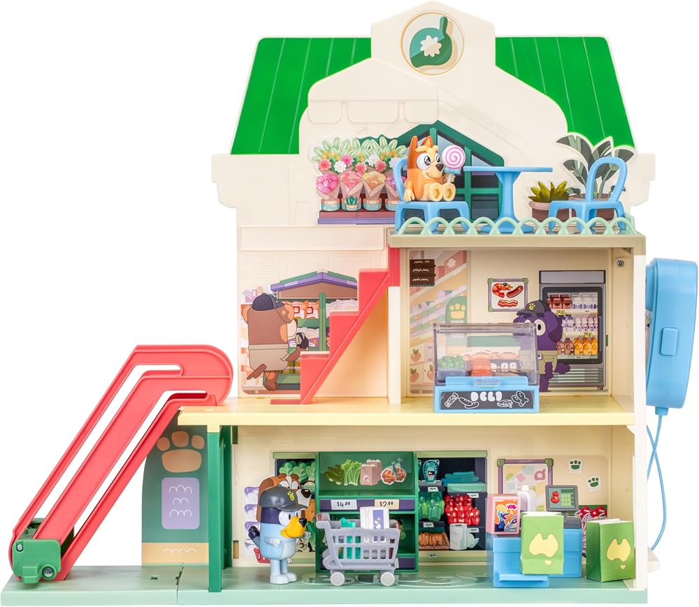 Bluey Supermarket Playset with Exclusive Figures and Working Escalator