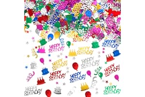 WILLBOND 3000 Pieces Happy Birthday Confetti Birthday Party Cake Confetti Metallic Foil Balloon Table Scatter Decorations for Carnival Baby Shower DIY Arts and Crafting