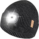 Etsfmoa Unisex Hat with Light,Fleece Lined Beanie Warm Knit Hat,Gifts for Men Women,Rechargeable LED Cap