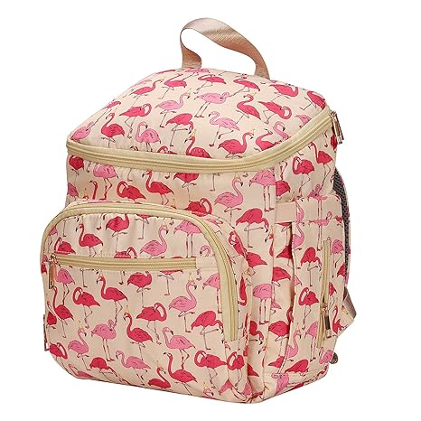 Diaper Bag Travel Backpack Large Capacity Tote Shoulder Nappy Bag Organizer for Baby Care with Insulated Pockets,Waterproof Fabric (Pink Flamingo)
