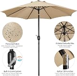 Yaheetech 2.7M Garden Parasol Umbrella Tan 8 Ribs Crank Tilt view 5
