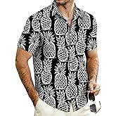 Cozople Mens Hawaiian Shirt Summer 3D Print Casual Short Sleeve Button Down Shirts Fashion Beach Shirt for Holiday