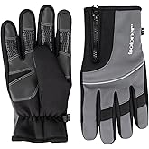 isotoner mens Water Repellent Lined Neoprene Grip Touchscreen Gloves With Zipper