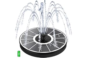 Yzert Solar Fountain Pump with 2000 mAh Battery Backup Works in Shade, 3.5 W Glass Floating Solar Powered Water Fountain with 7 Nozzles for BirdBath, Garden, Outdoor, Patio, Pond-White