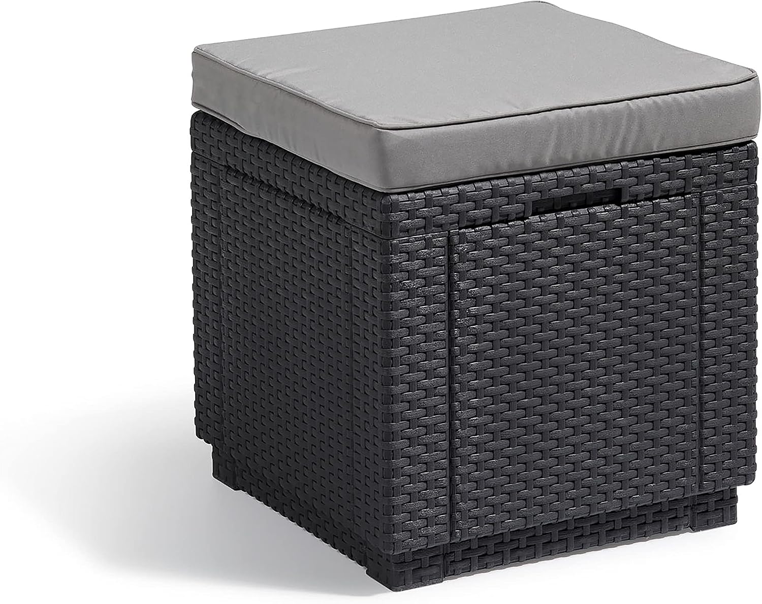 Keter Cube with Storage and Cushion, Graphite, 0.42m x 0.42m x 0.41m