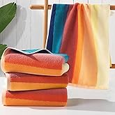 Colorful Hand Towels for Bathroom (4PC, 16"x27") - 100% Cotton | 480GSM | Soft | Absorbent, Bathroom Hand Towels Decorative Set, Fluffy Hand Towel for Shower, Painted Hand Towel Set, Red and Orange