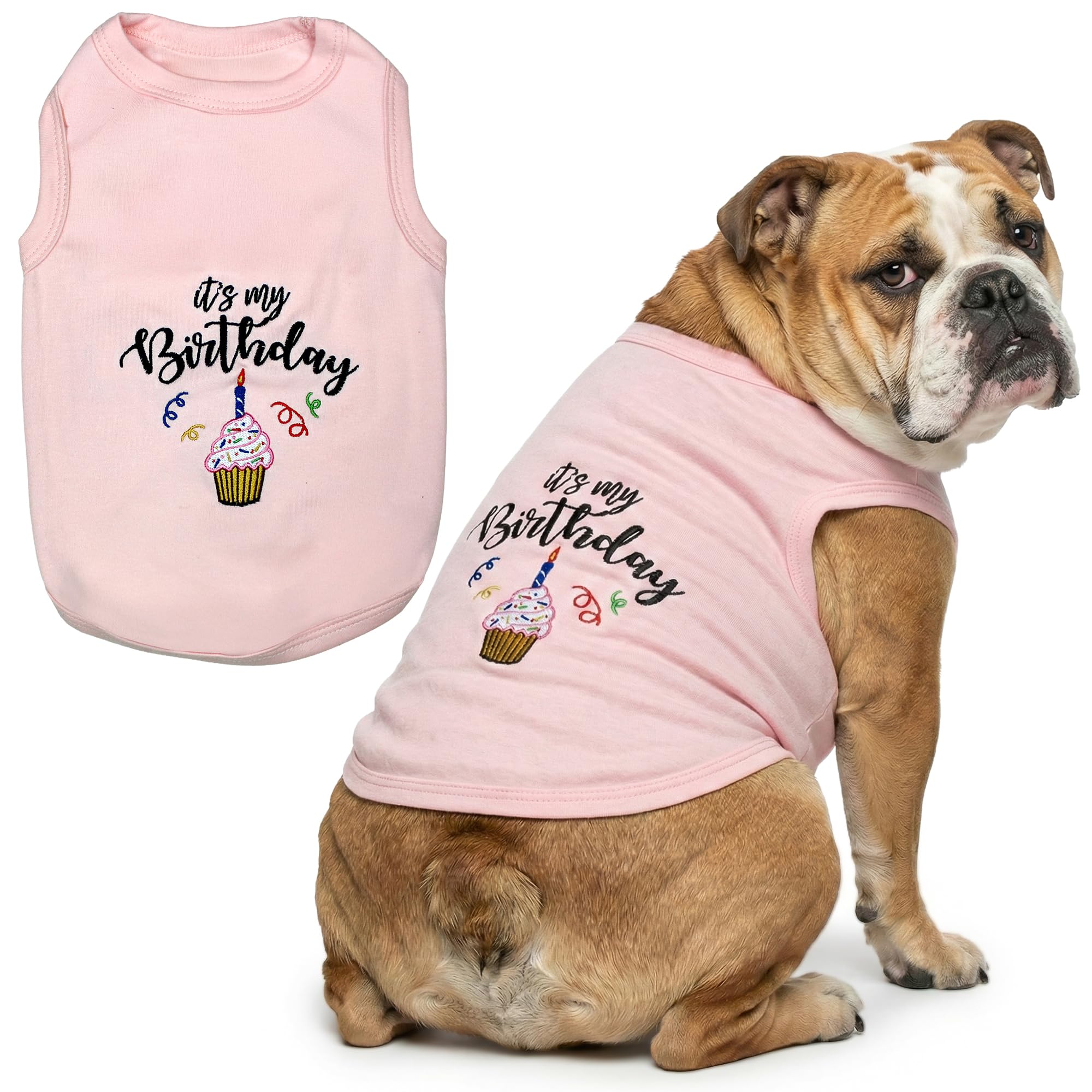 Parisian Pet It's My Birthday Pink Dog Cat Clothes Tee Shirts Dog T-Shirt, 3XL