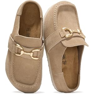 Project Cloud 100% Genuine Leather Clogs for Women Non-Slip Loafers (Holly) | Slip On with Natural Cork Footbed Insole Loafer