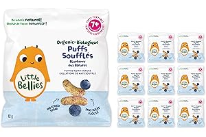 Little Bellies Organic Blueberry Puffs Baby Snack (Pack of 9 x 12g Individual Packs)