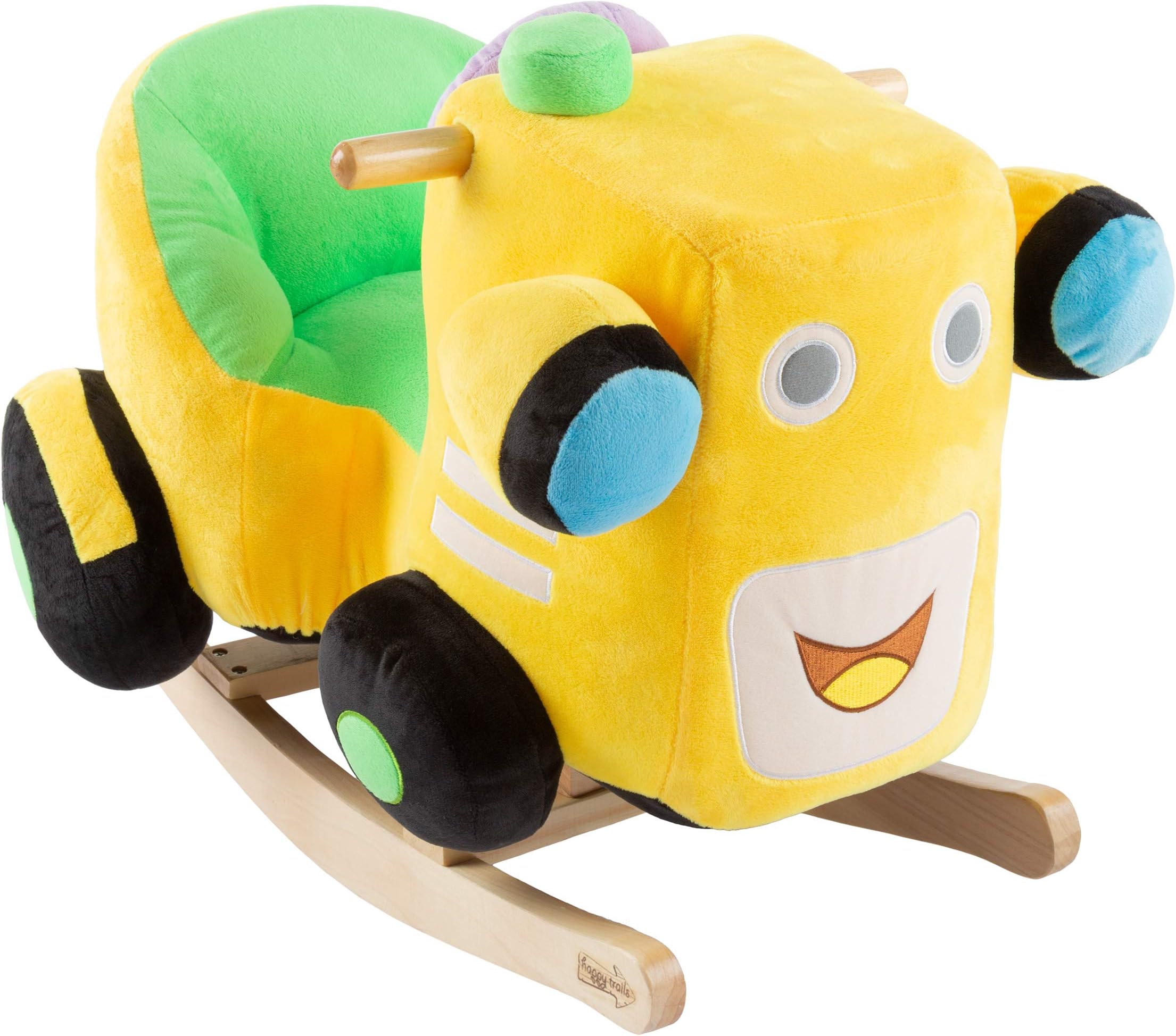 Happy Trails: Rocking Train Toy- Kids Ride Plush Stuffed Ride On Wooden Rockers with Sounds & Handles, Brown/a (80-680TRN)
