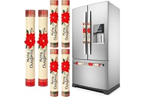 Patelai 6pcs Christmas Refrigerator Door Handle Covers Set Fridge Handle Protectors Microwave Refrigerator Handle Covers for Xmas Kitchen Party Decorations(Flower)