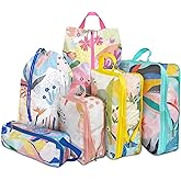 6 Pcs Compression Packing Cubes, Packing Cubes for Travel, Waterproof Luggage Organizer Bags Set, Cute Packaging Cubes for Women Kids Backpack Carry-Ons