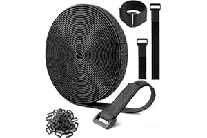 2CM X 5M Heavy Duty Hook and Loop Straps (with 25 Buckles) - Reusable, Free Cut Length Nylon Securing Straps for Cord Organiz