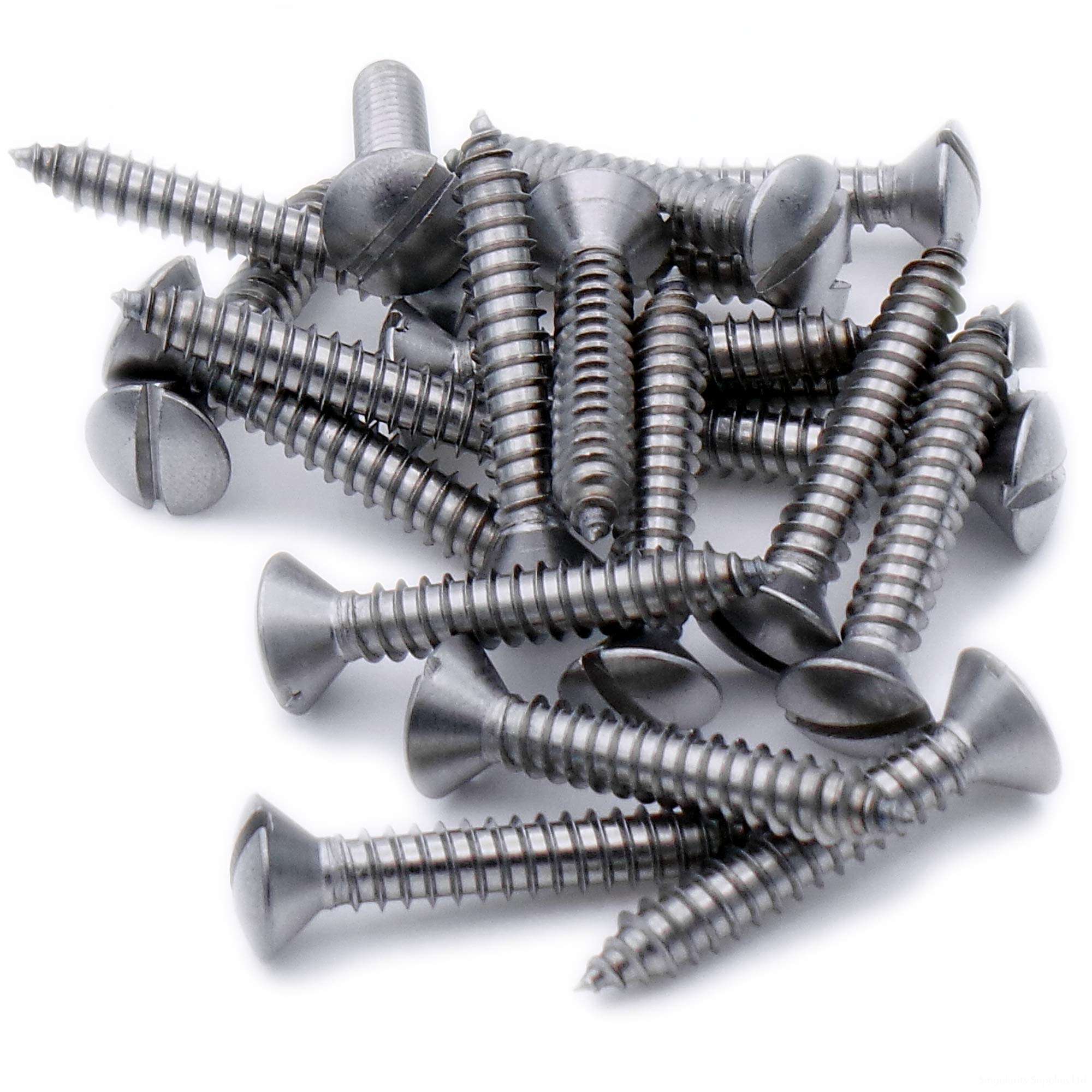 No.4 x 1 (2.9mm x 25mm) Slot Raised Countersunk Self-Tapping Screw - Stainless Steel (A2) (Pack of 20)