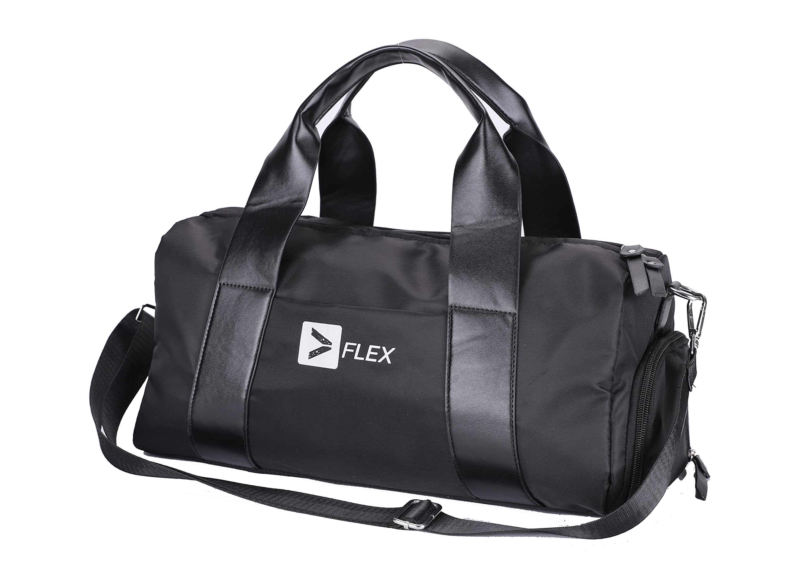 Flex Waterproof Gym Sport Bag fpr Women 30L Lighweight Duffle with Shoe Compartment & Wet Pocket for Yoga Durable Ladies Travel Bag with Shoulder Strap Small Inner Pocket with Zip Black