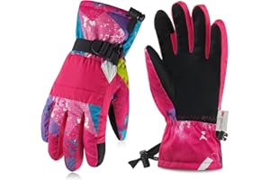 MIG4U Kids Ski Gloves Waterproof 3M Thinsulate Touchscreen Kids Winter Gloves, Warm Snow Gloves for Girls