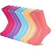 Comfoex 10 Pairs Girls Crew Socks For 4-6 6-8 8-10 Years Old Athletic Calf Cute Soft Casual Cotton Socks