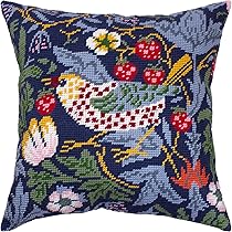 "Tea With Lemon" Needlepoint / Cross Stitch Kit - 16x16 Inch Throw Pillow, Printed Canvas, Yarn & Needle Included