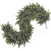 Luxdesc 2PACK 6 Ft Christmas Cedar Garland, Realistic Faux Pine Garlands, Green Artificial Greenery Garland for Winter Home, Mantle, Fireplace, Indoor, Outdoor Christmas Decorations